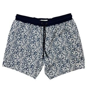 Ben Sherman Mens Floral‎ Swim Trunks Navy Blue White Stretch Board Shorts XL